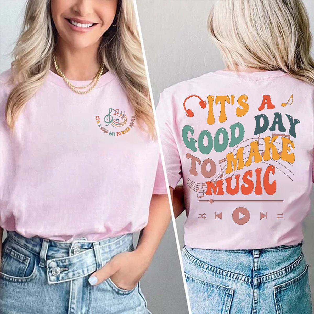 It'S A Good Day To Make Music Double Printed T-shirt
