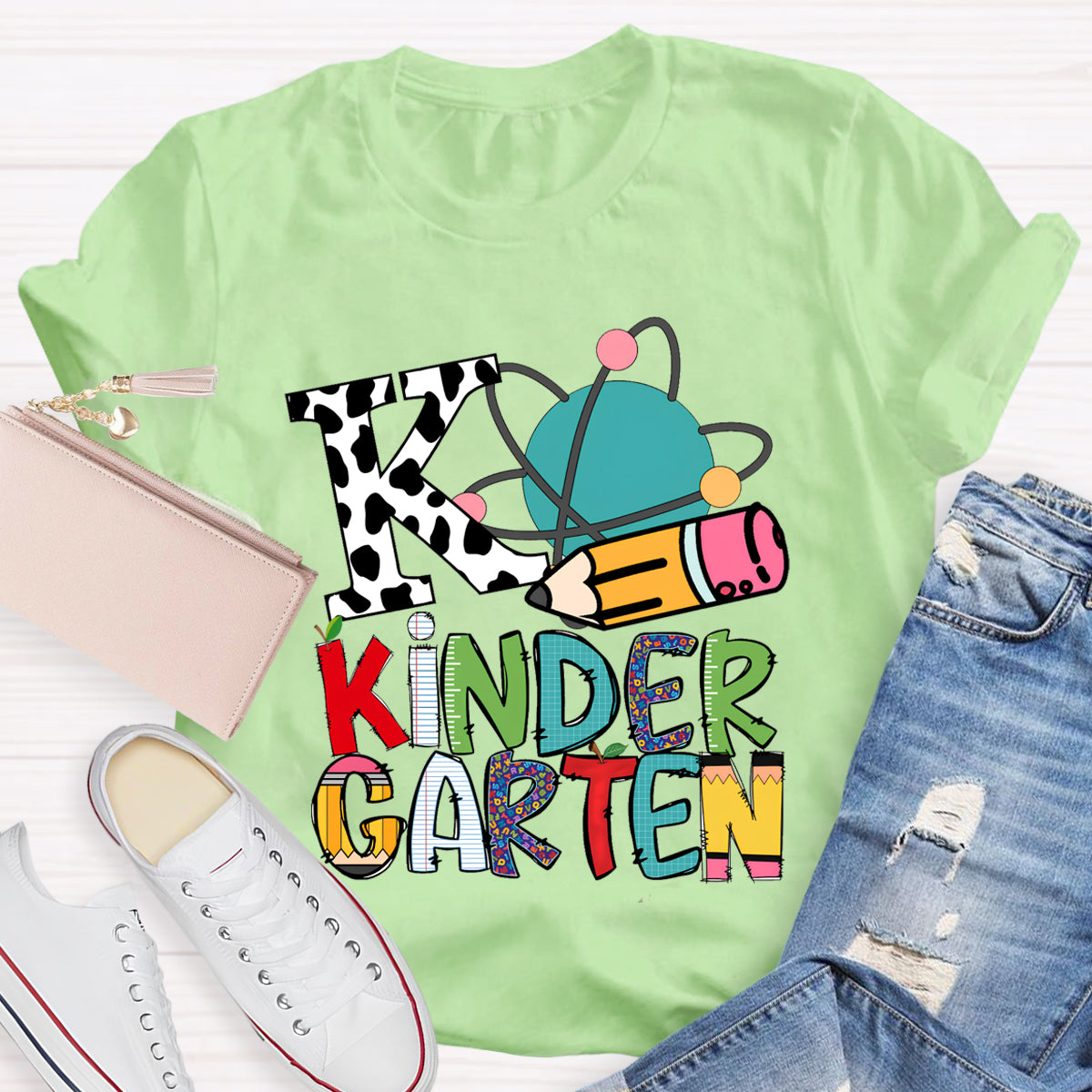 Personalized Grade Teacher Leopard Pencil Design T-Shirt