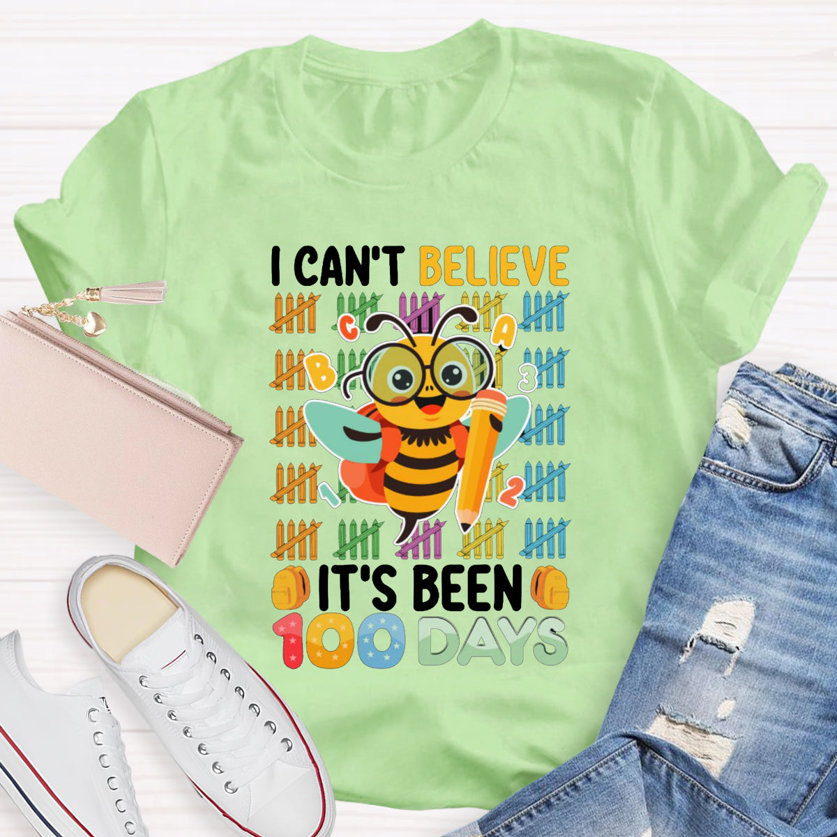 I Can't Believe It'S Been 100 Days Bee Teacher T-Shirt