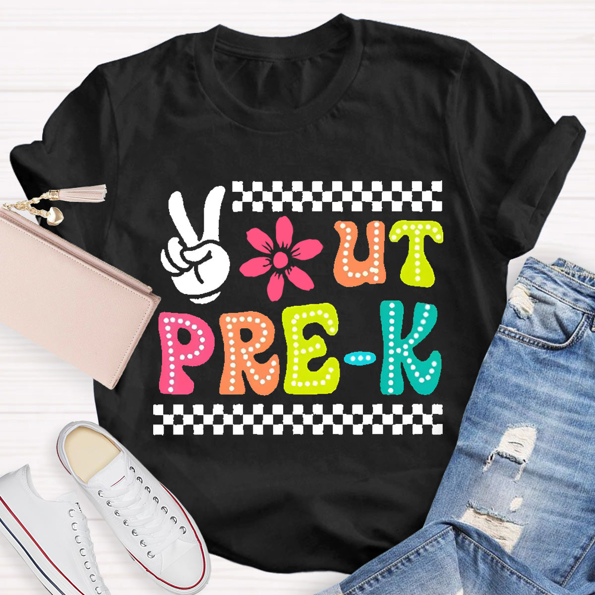 Personalized Grade Out Pre-k Smile Teacher T-Shirt