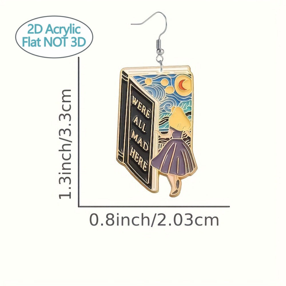 Art fairy tale book earrings