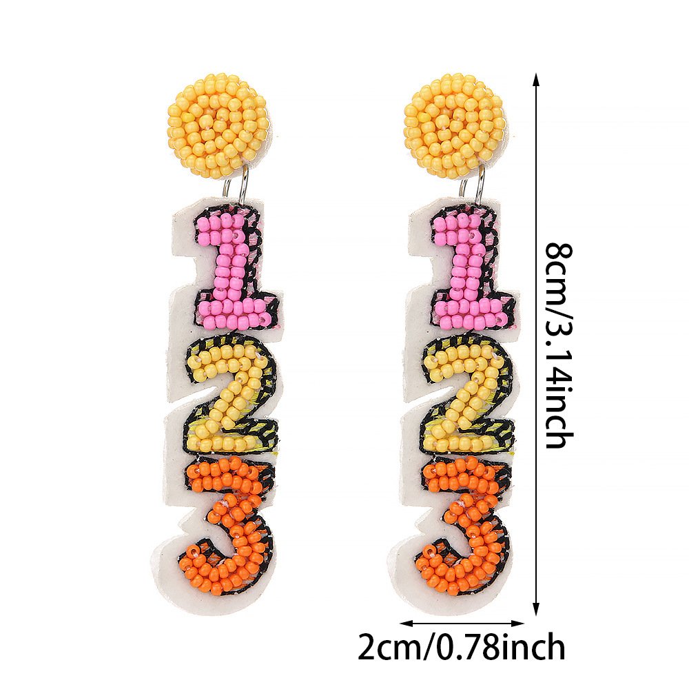 Teacher'S Creative Hand-Woven Abc Earrings