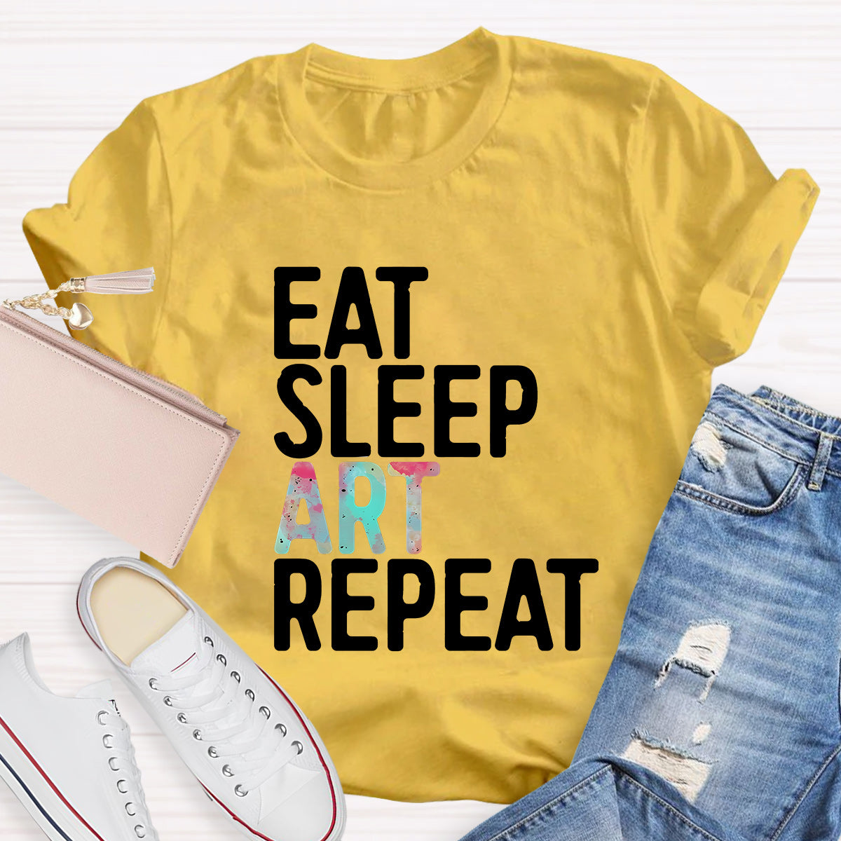 Eat Sleep Art Repeat Teacher T-Shirt