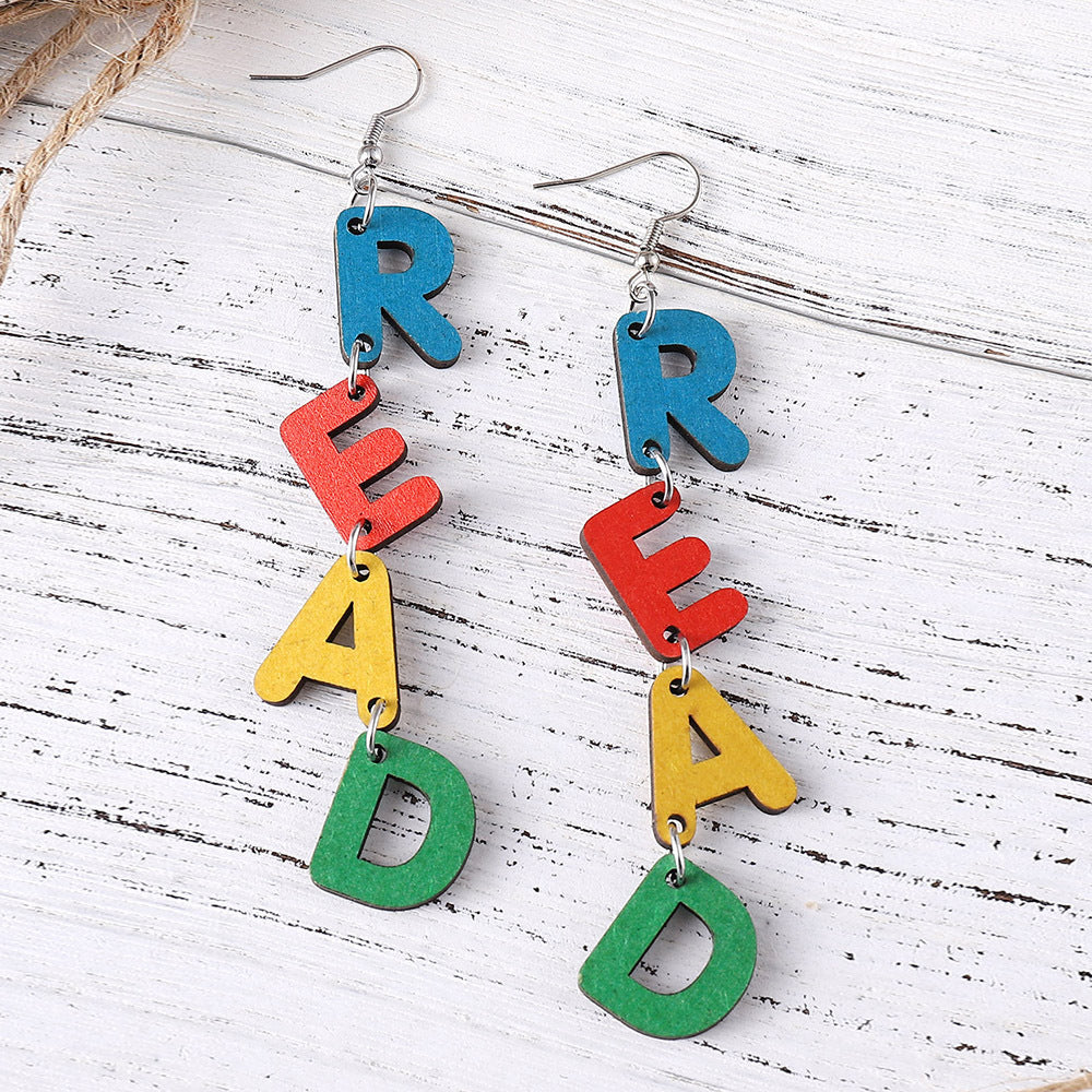 Colorful letter READ earrings
