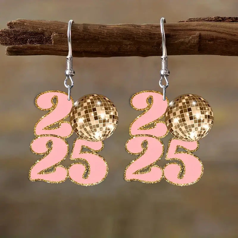 2025 New Year Number Earrings