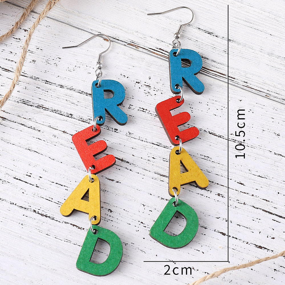 Colorful letter READ earrings
