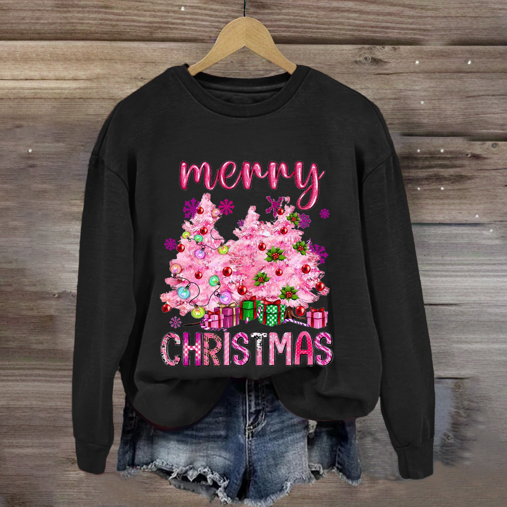 Christmas Pink Tree Gift Teacher Sweatshirt