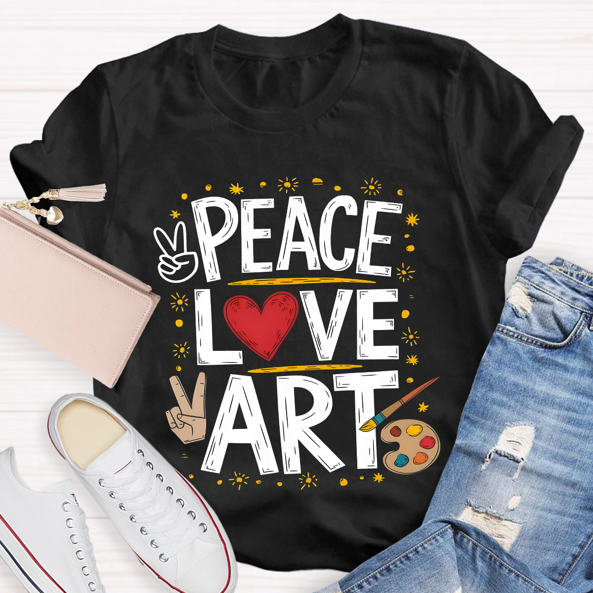 Peace Love Art Teacher T-Shirt