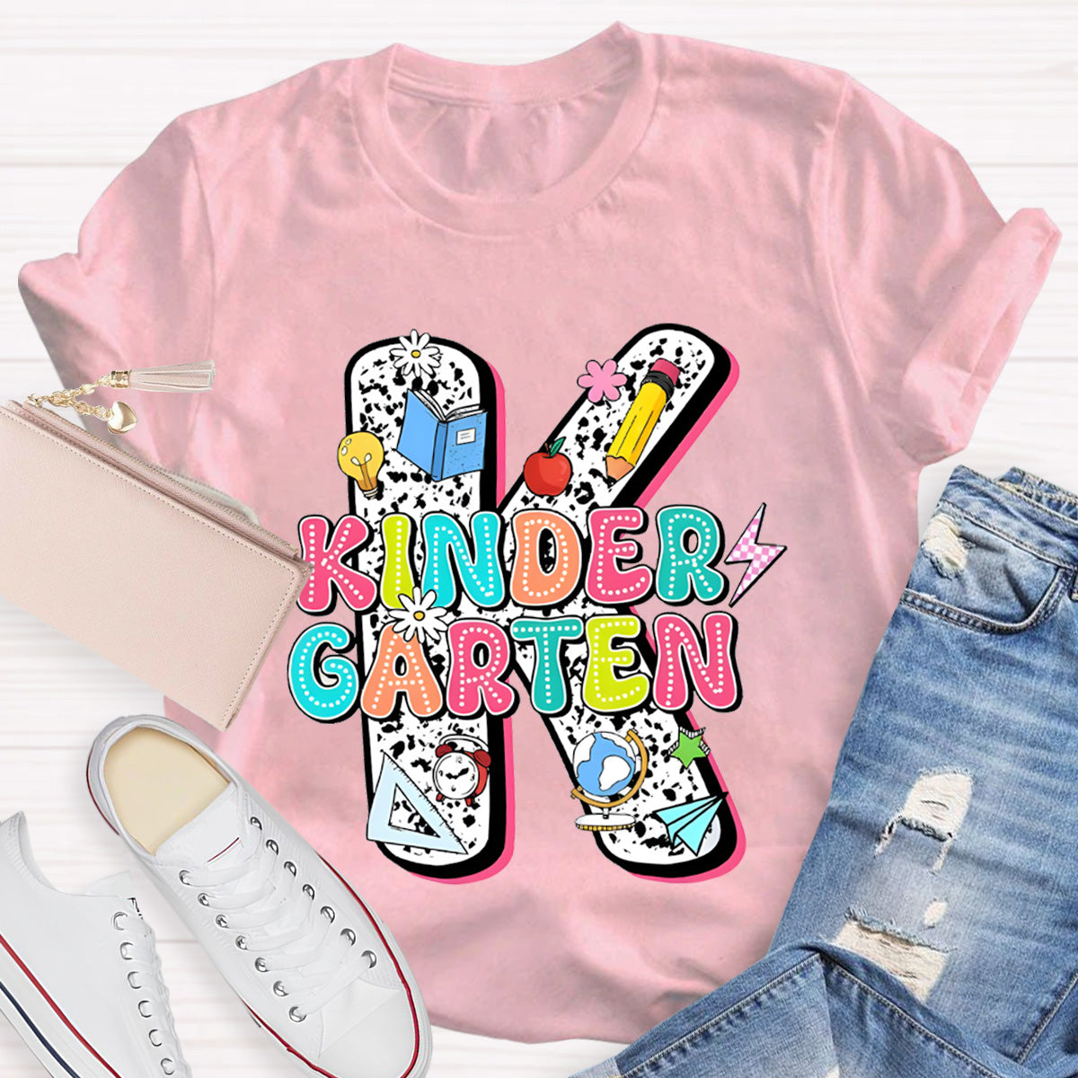 Personalized Grade Kindergarten Letter Teacher T-Shirt
