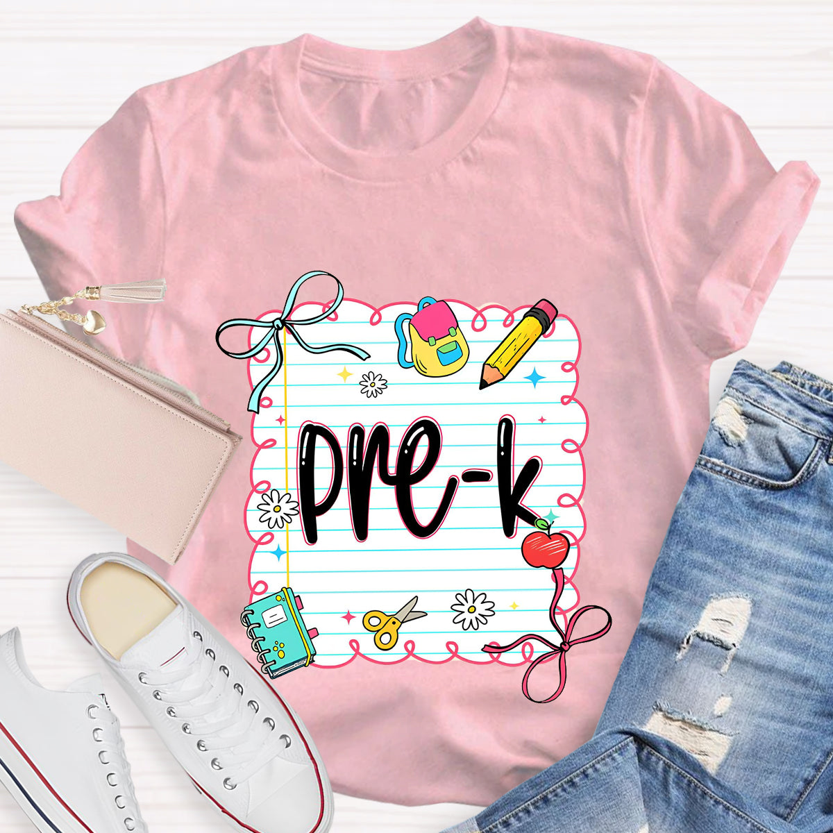 Personalized Grade Square Back To School Teacher T-Shirt