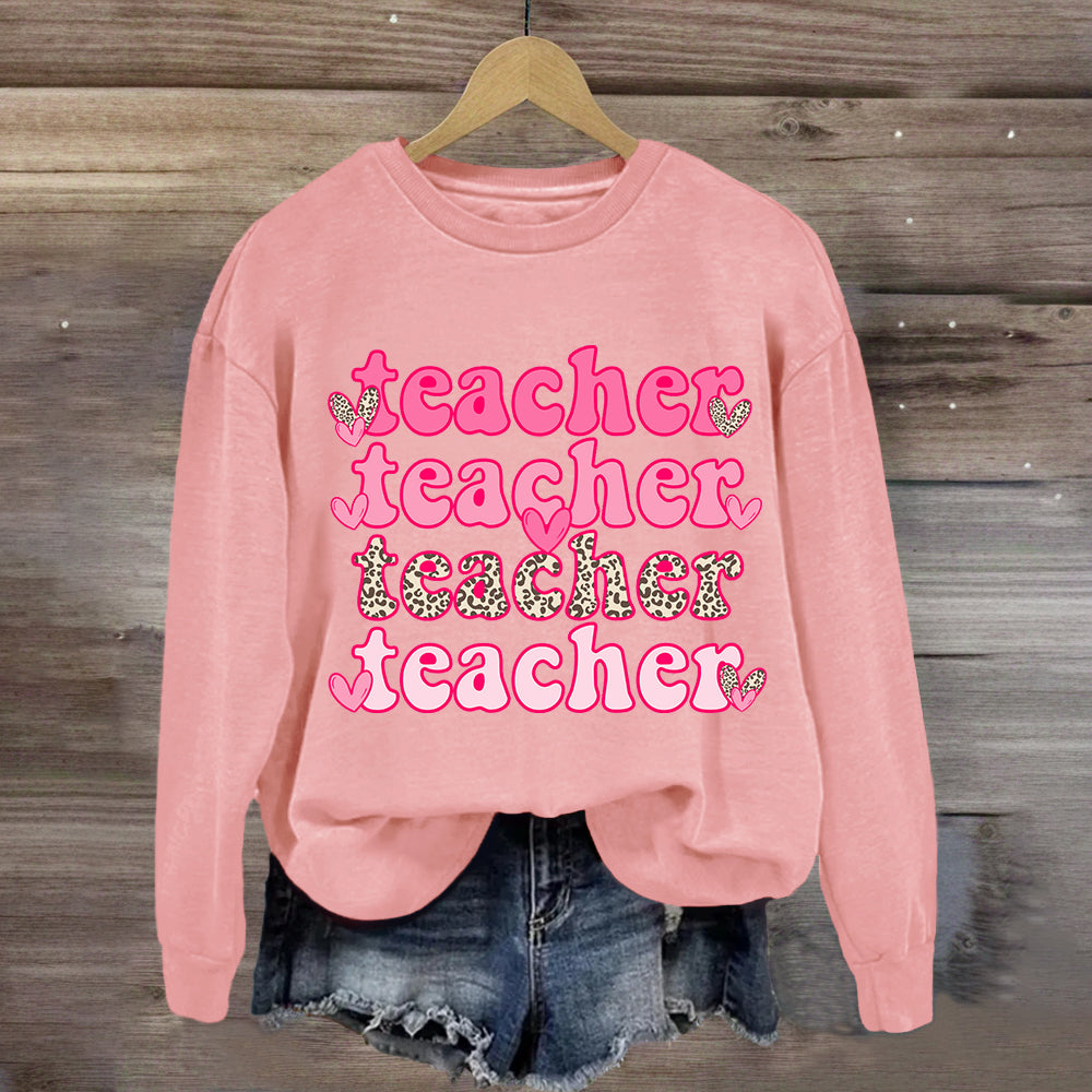 Valentine's Day Pink Teacher Sweatshirt