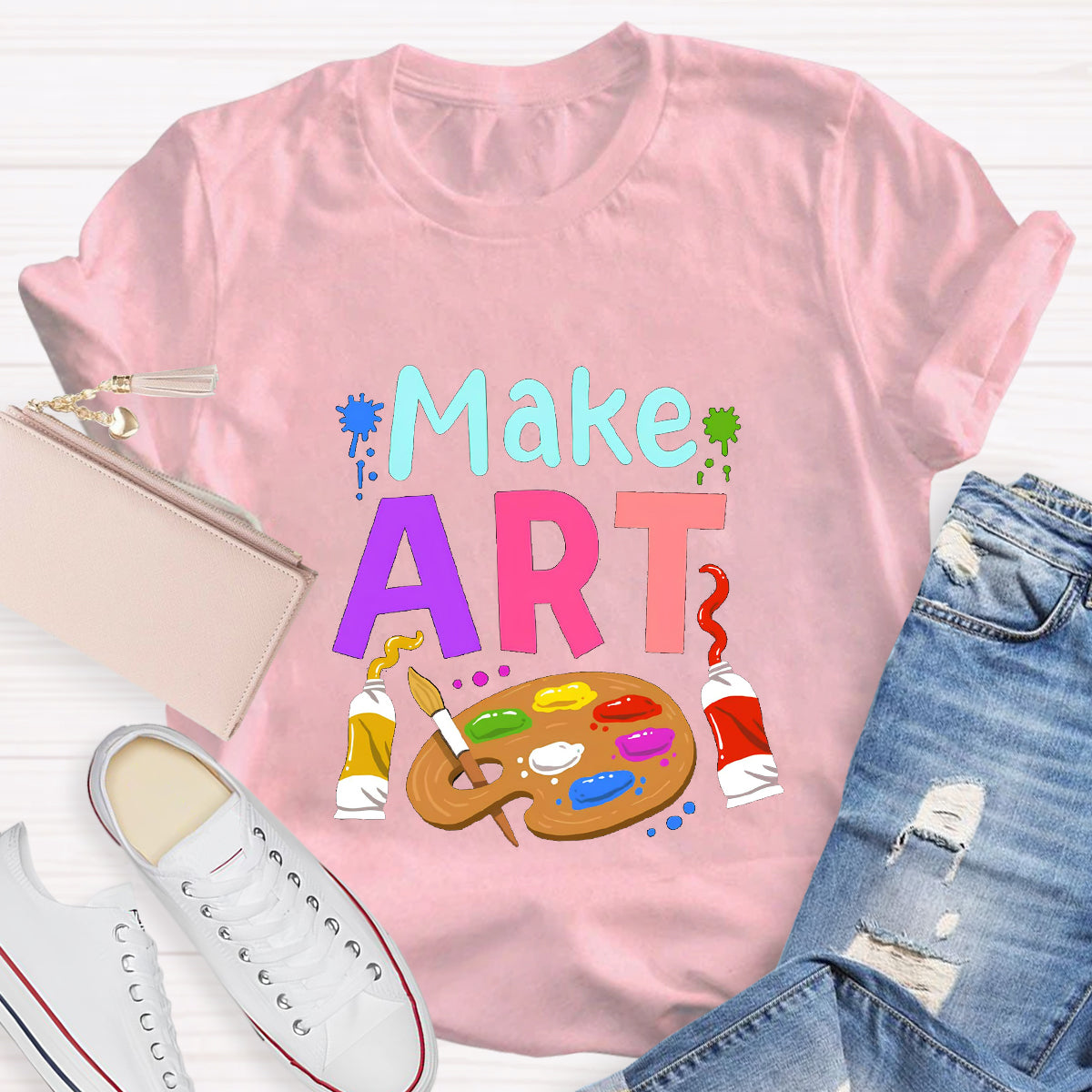 Make Art Color Palette Teacher T-Shirt