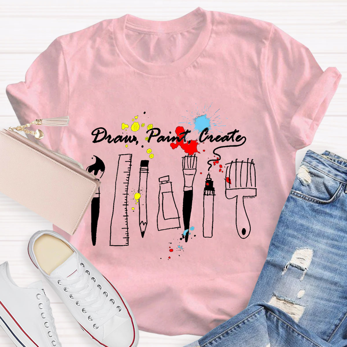 Draw Paint Create Art Teacher T-Shirt