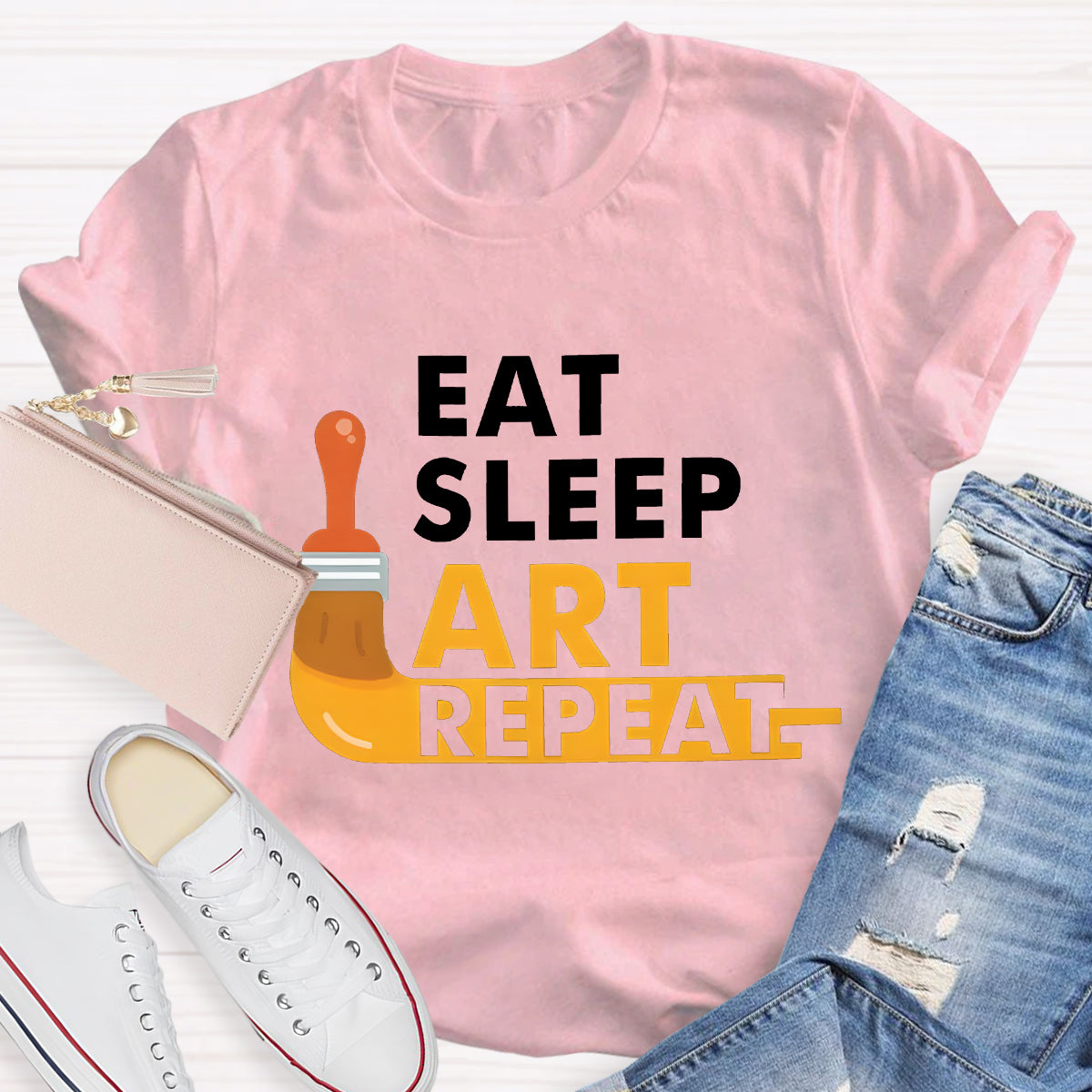Eat Sleep Art Repeat Teacher T-Shirt