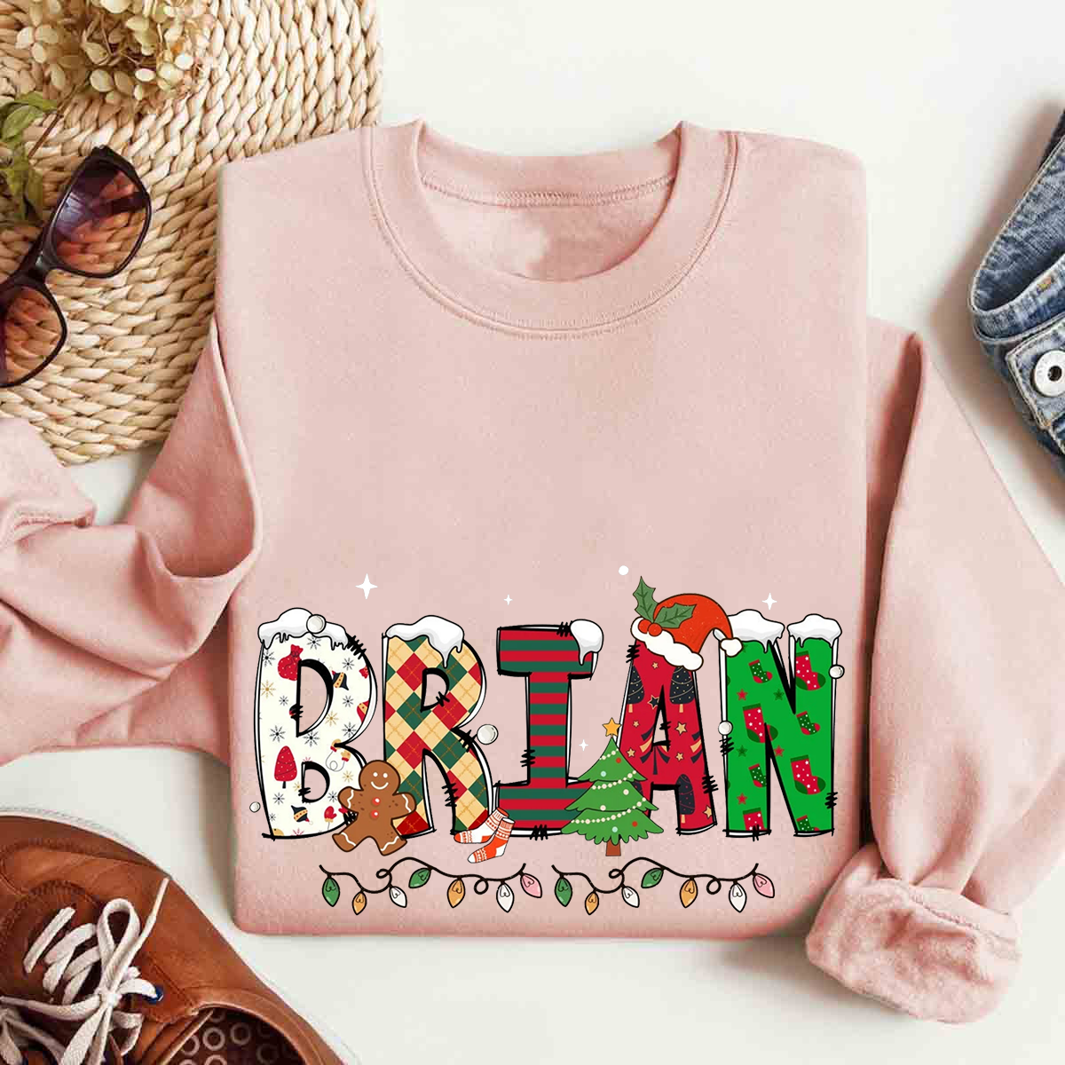 Personalized Name Christmas Light Sweatshirt