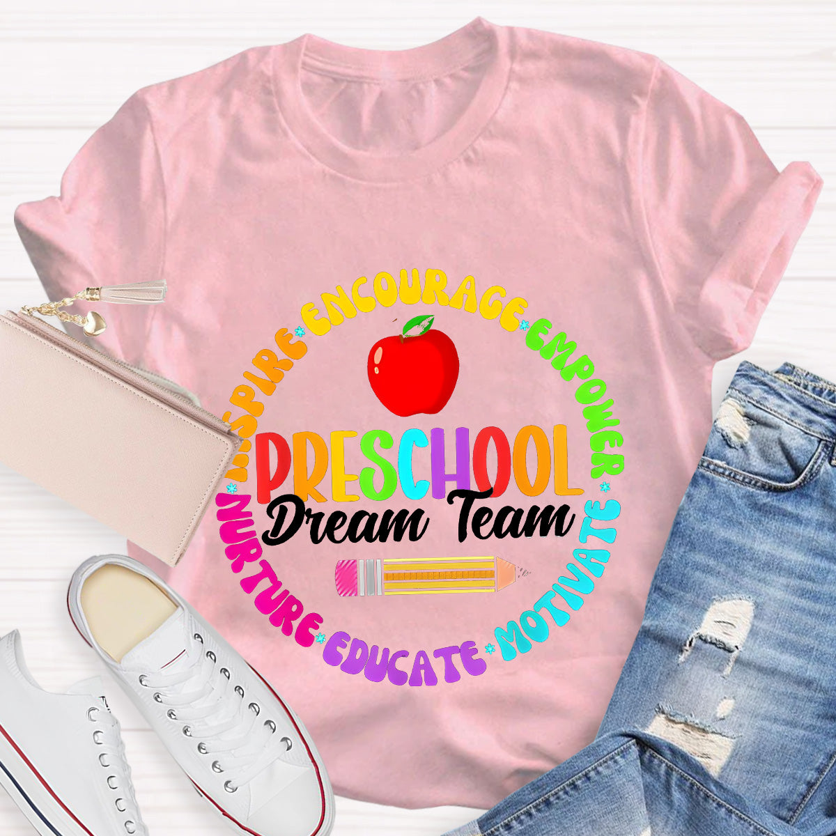 Personalized Grade Preschool Dream School Apple Teacher T-Shirt