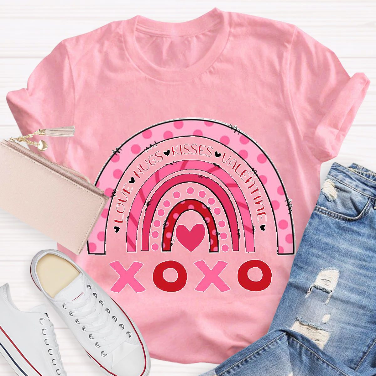 Love Hugs Kisses Valentines Teacher T-Shirt