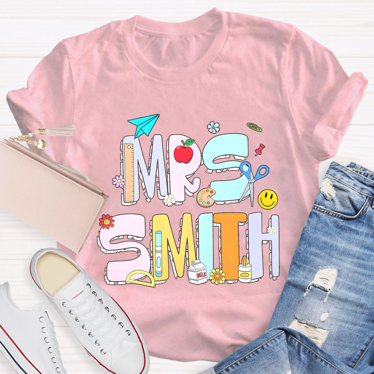 Personalized Name Beautiful Teacher Tools T-Shirt