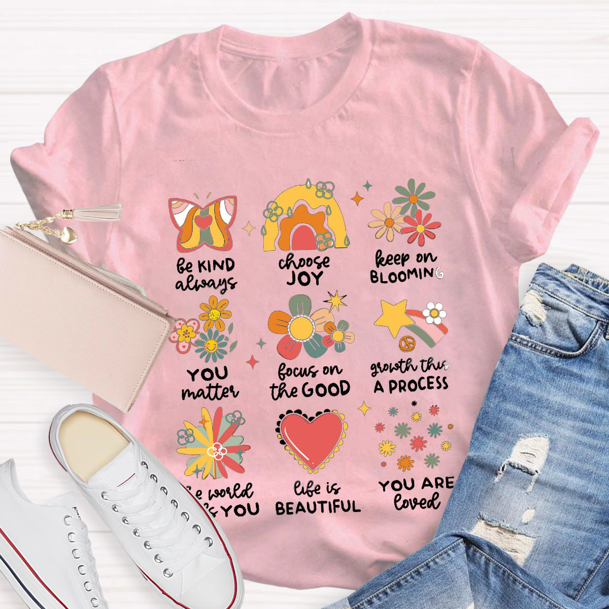 Life Is Beautiful Star Choose Joy Teacher T-Shirt