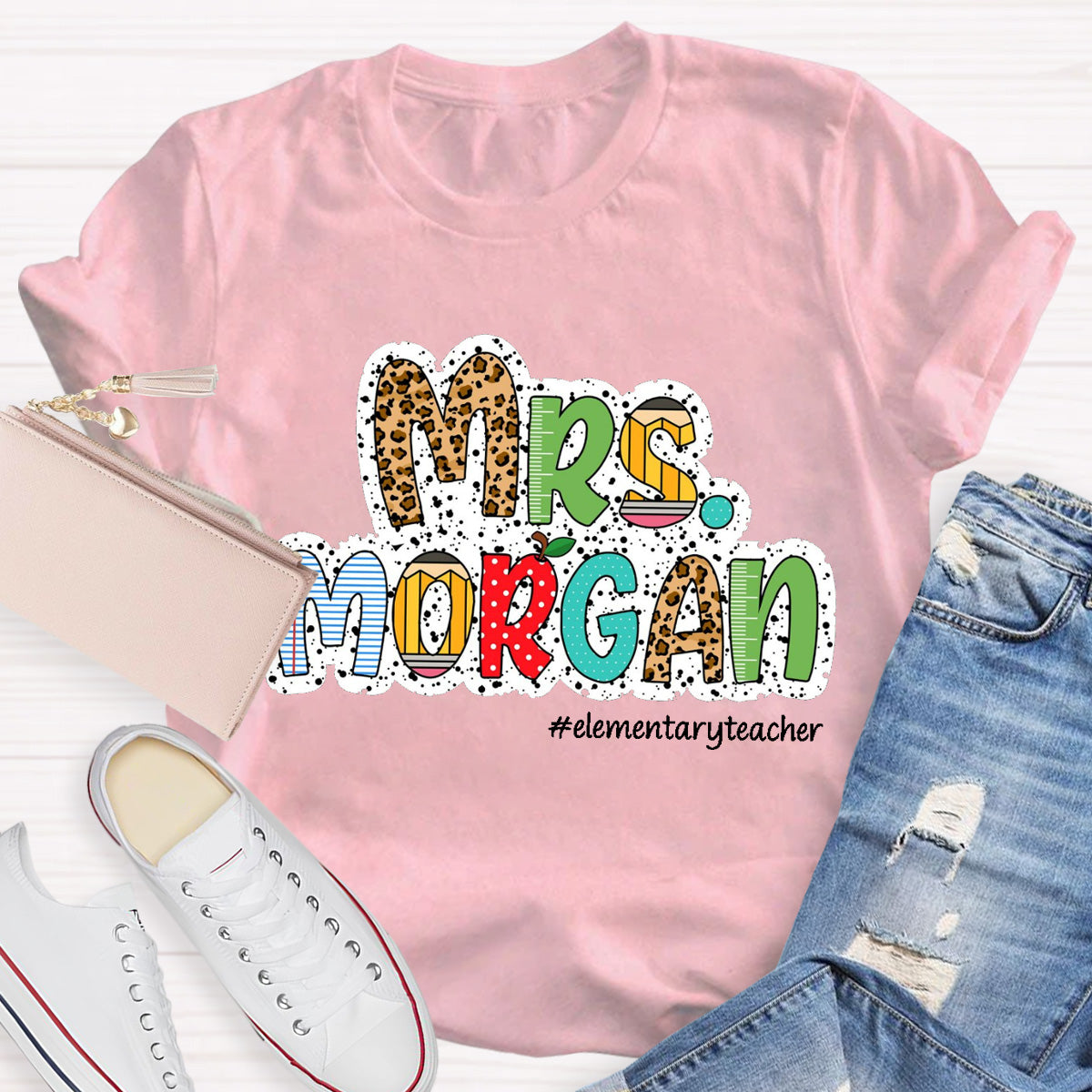Personalized Name Elementary Teacher T-Shirt