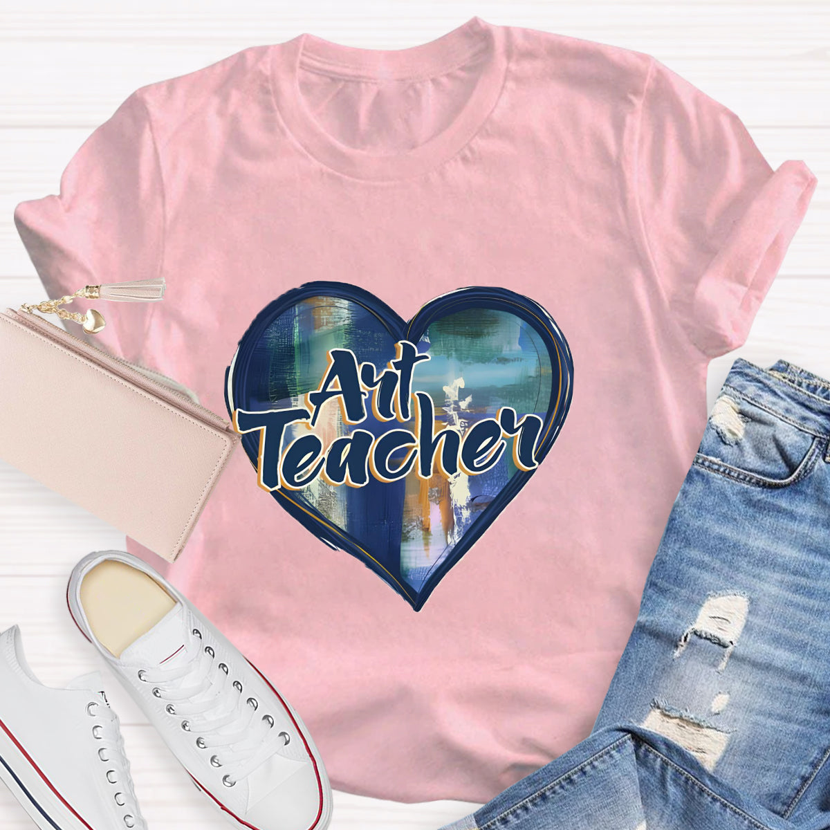 Printing Art Teacher Heart T-Shirt