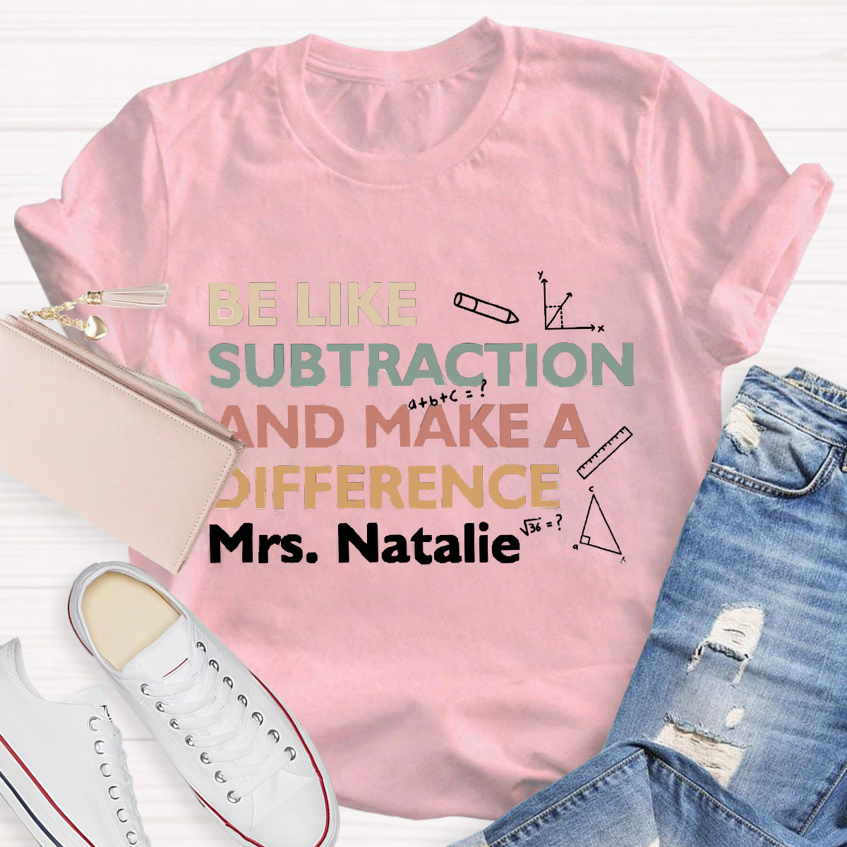 Personalized Name Make A Difference Teacher T-Shirt