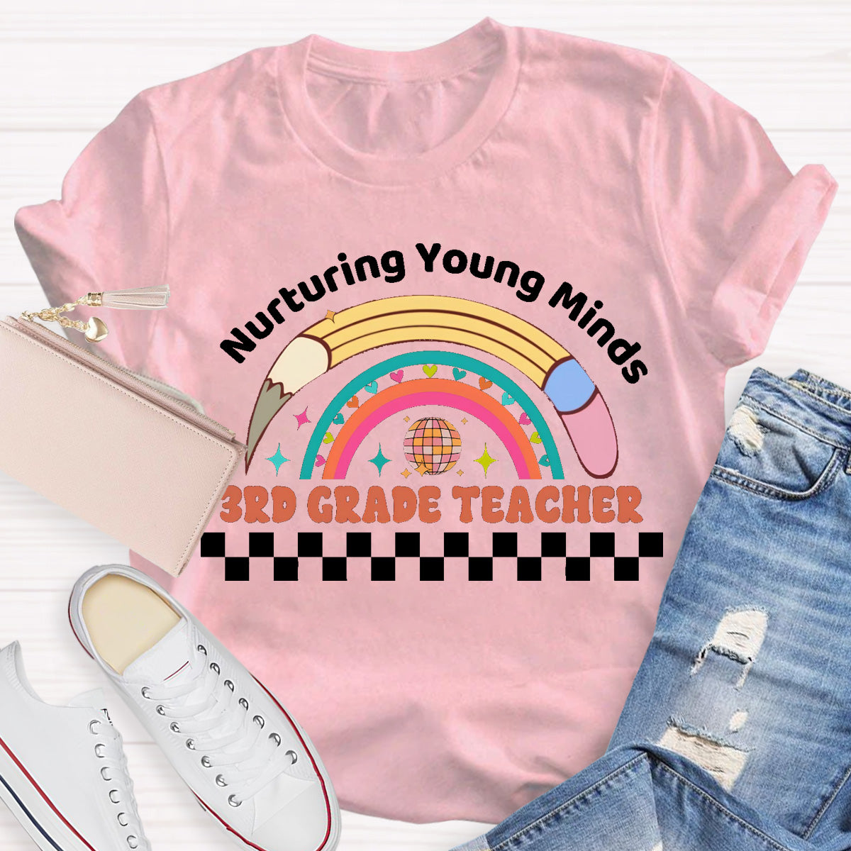 Personalized Grade Nurturing Young Minds Teacher T-Shirt