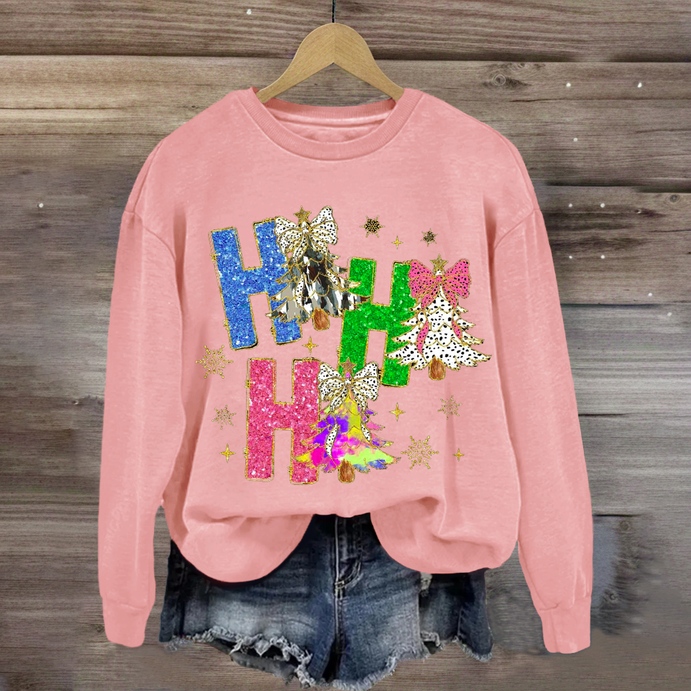 Bright Color Christmas Coquette Bow Ho ho ho Sweatshirt