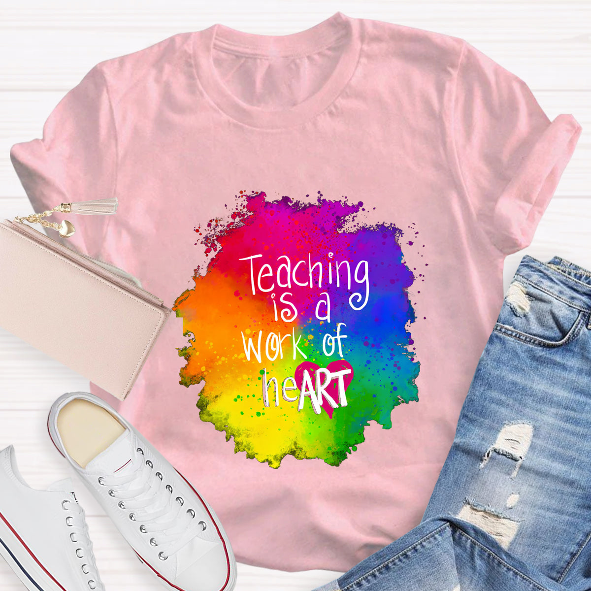 Teaching Is A Work Of Heart Art Teacher T-Shirt