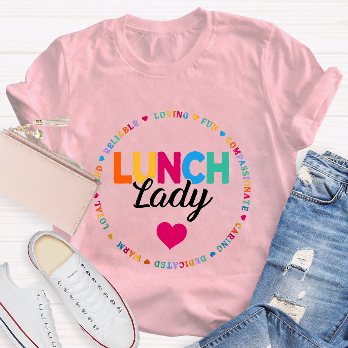 Lunch Lady Warm Heart Teacher T-Shirt