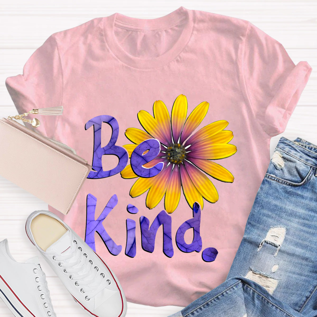 Brighter Sunflower Be Kind Teacher T-Shirt