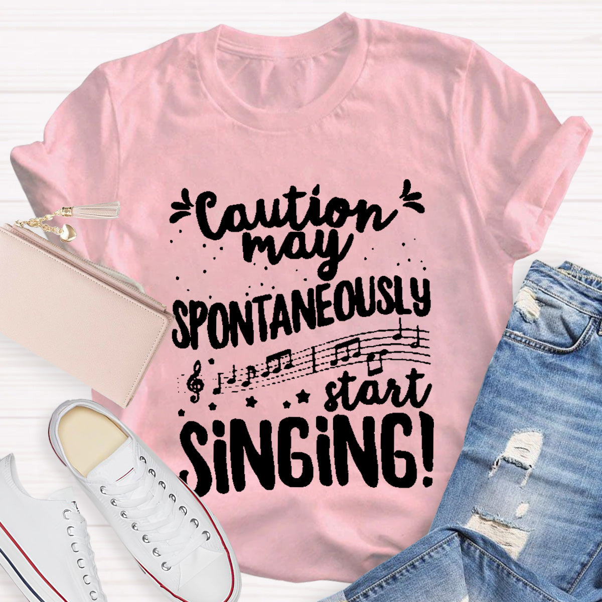 Caution May Spontaneously Start Singing Teacher T-Shirt