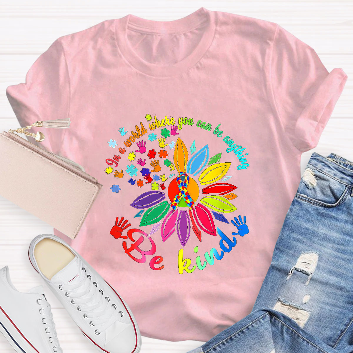 Be Kind Infinite symbol Sunflower Teacher T-Shirt
