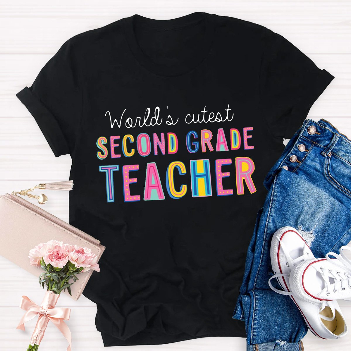 Personalized World's Cutest Second Grade Teacher Shirt