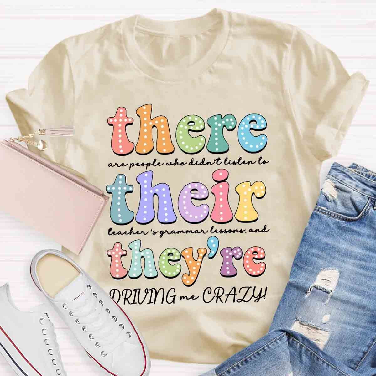 Their There They’re Grammar English Teacher Funny Grammar Punctuation Shirt