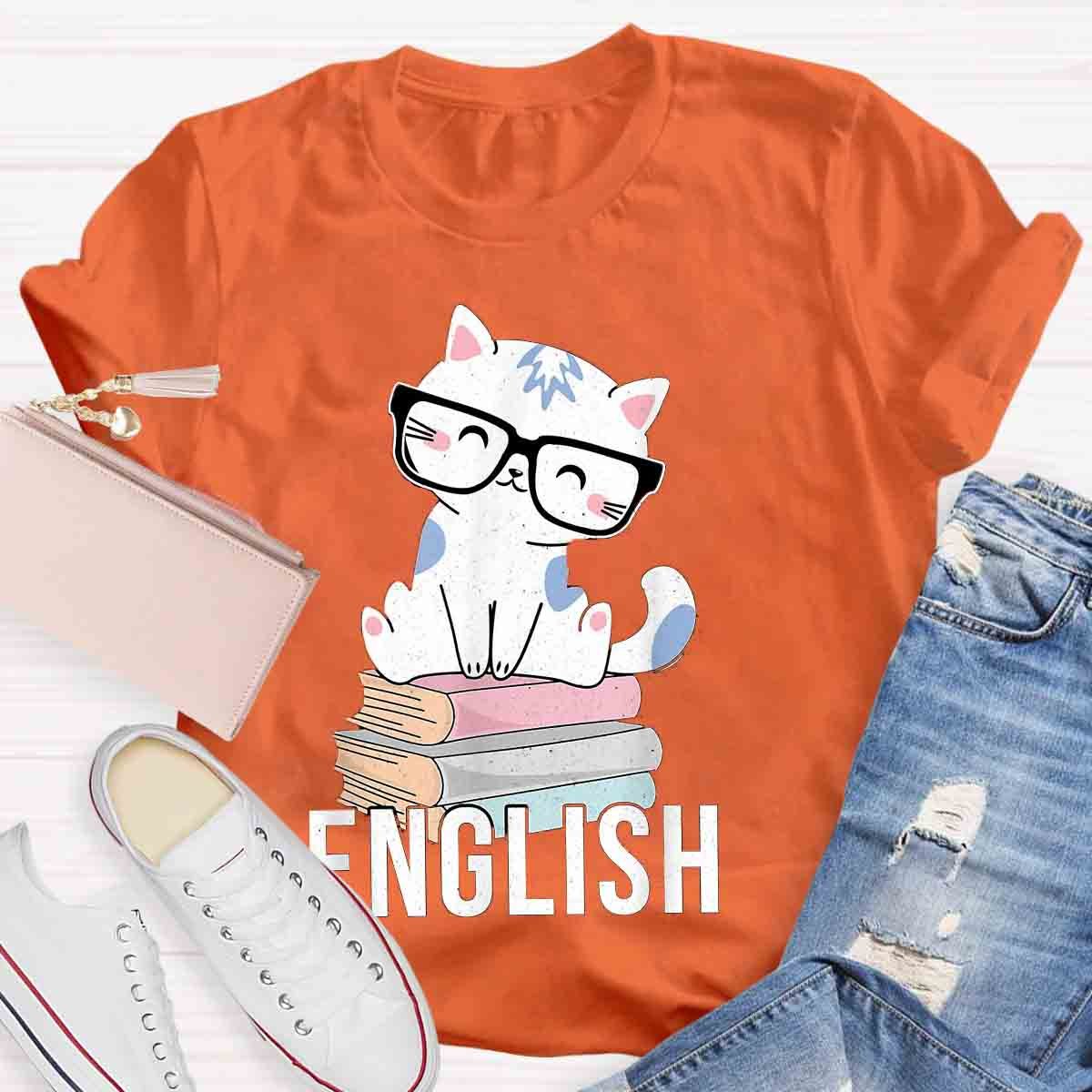Cat Book English Teacher T-Shirt