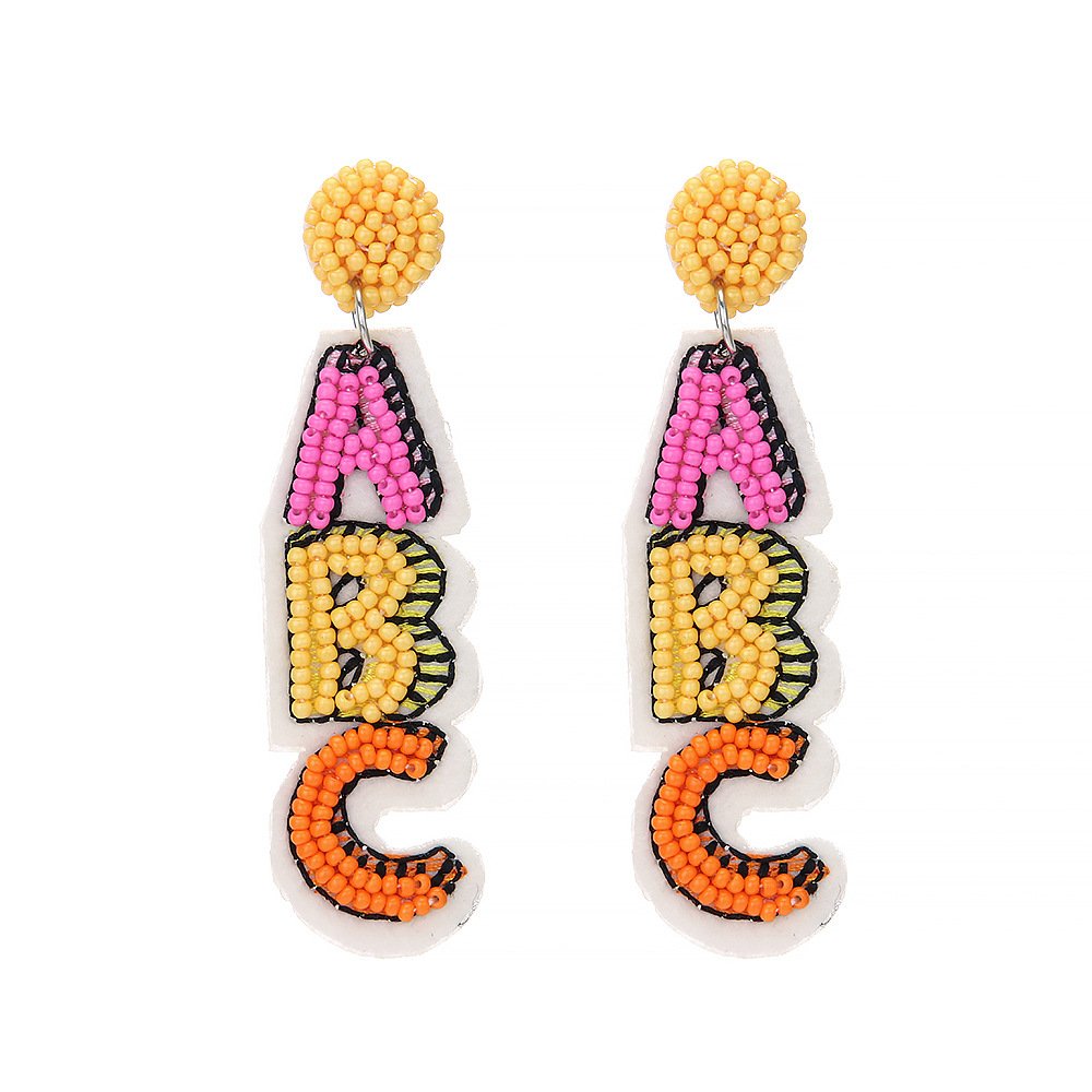 Teacher'S Creative Hand-Woven Abc Earrings