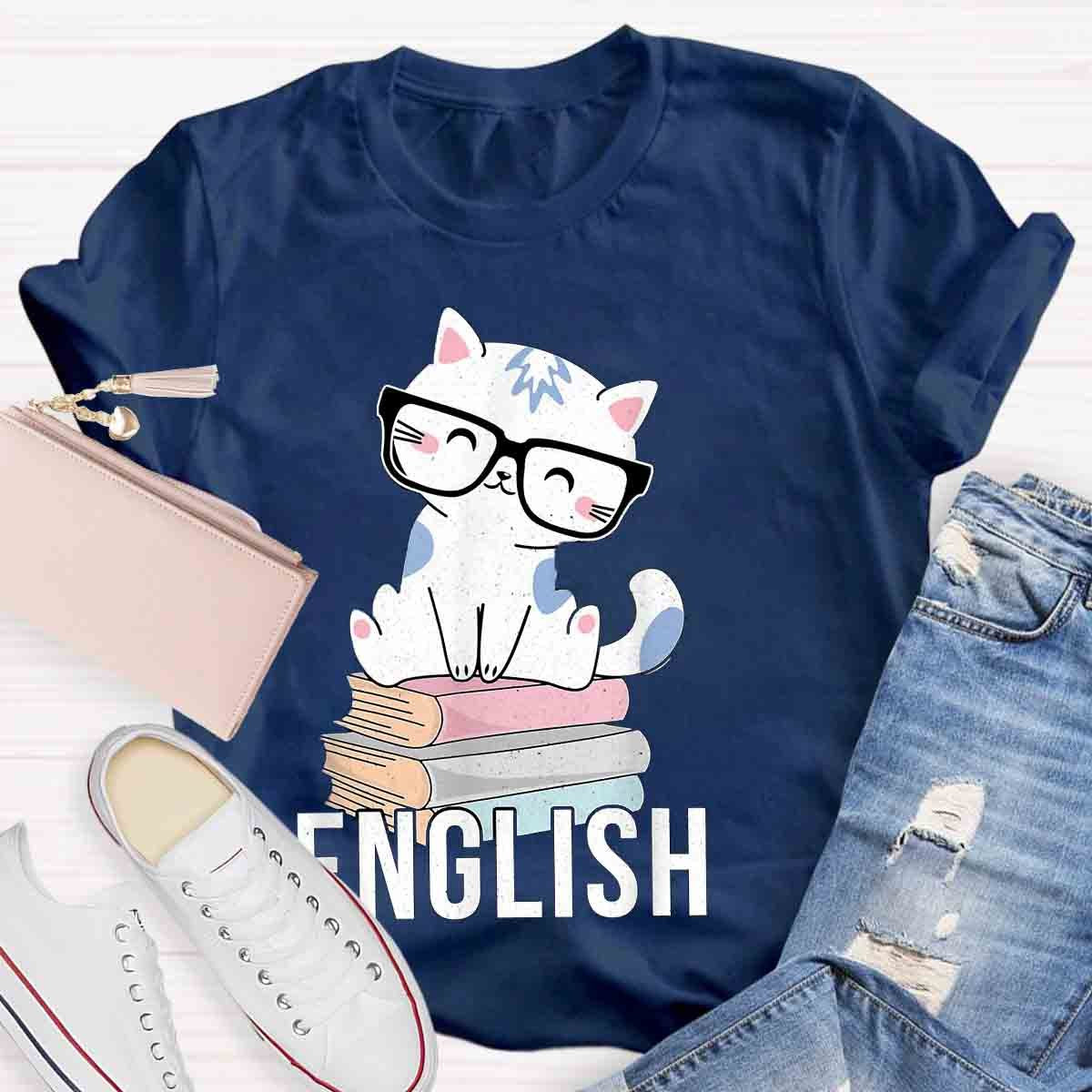 Cat Book English Teacher T-Shirt