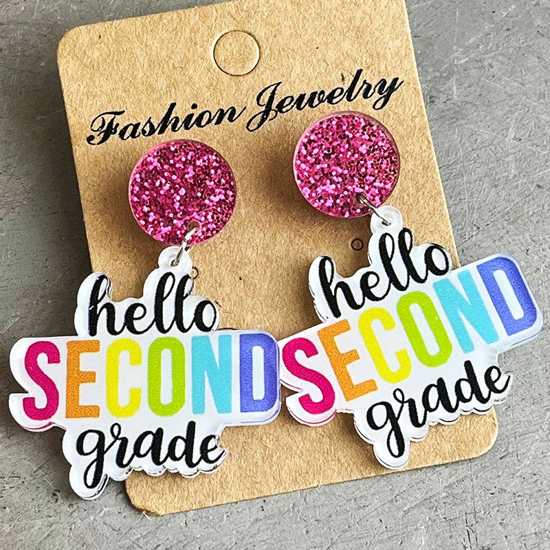 Colorful Simple Text Shiny Student Earrings