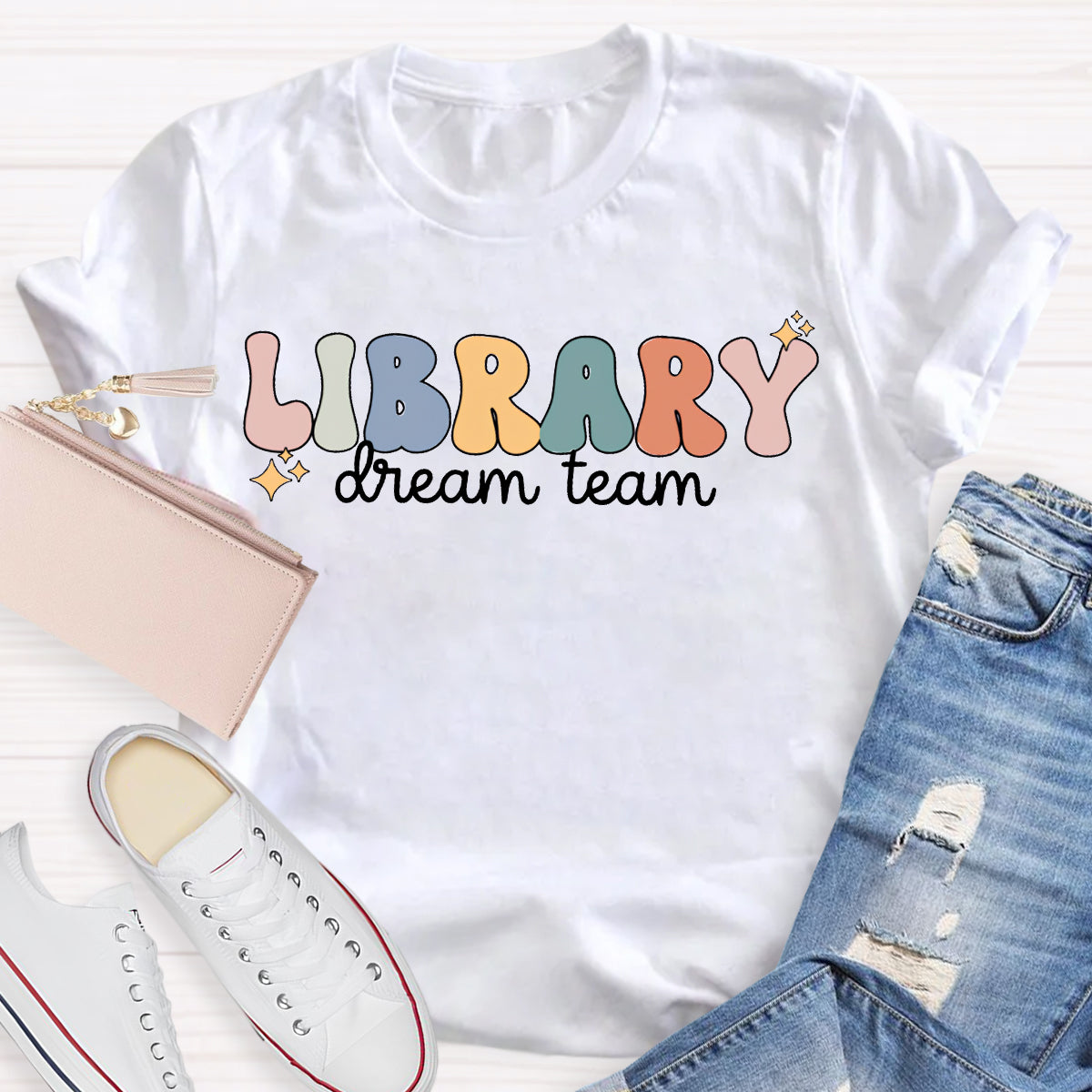 Library Dream Team Color Fonts T-shirt