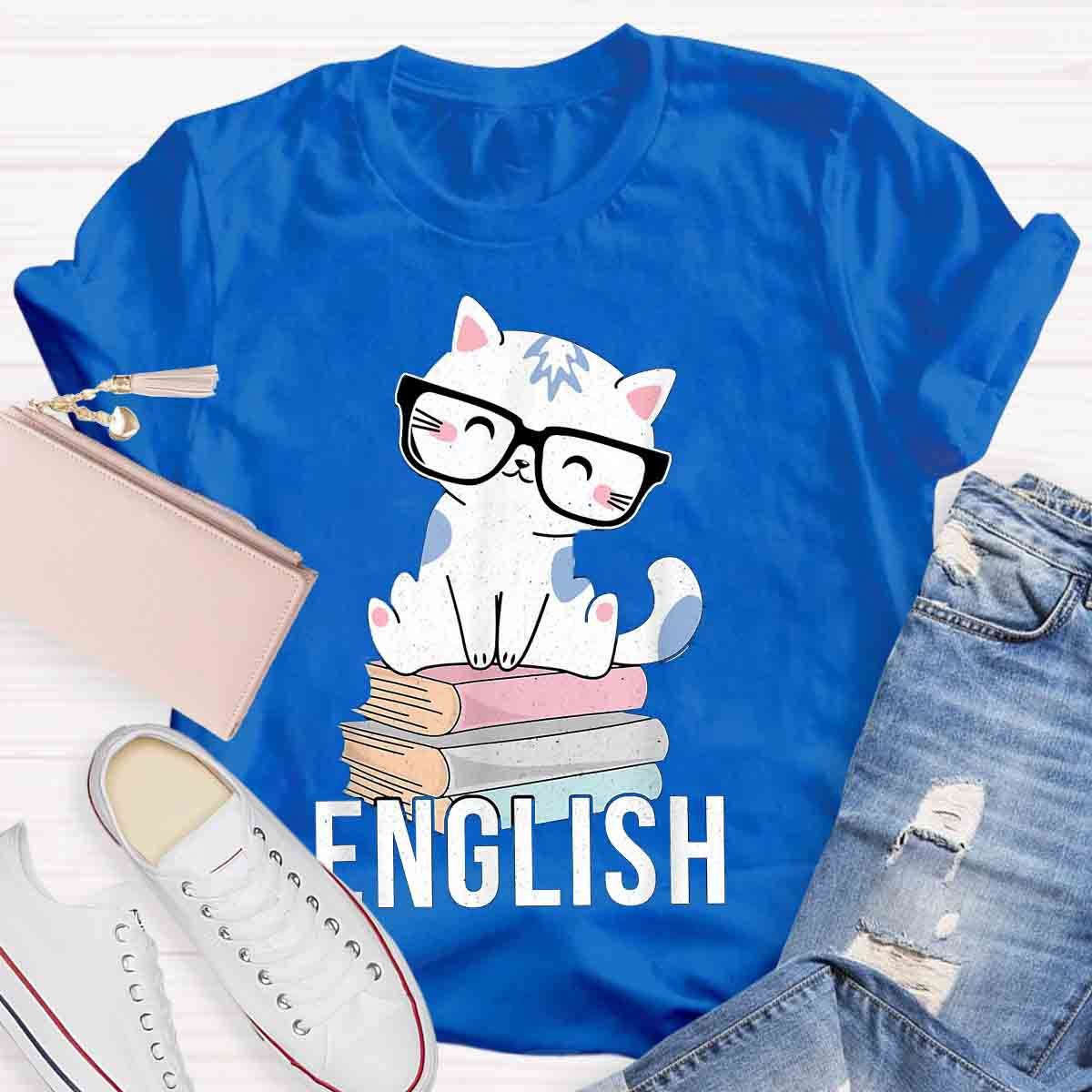 Cat Book English Teacher T-Shirt
