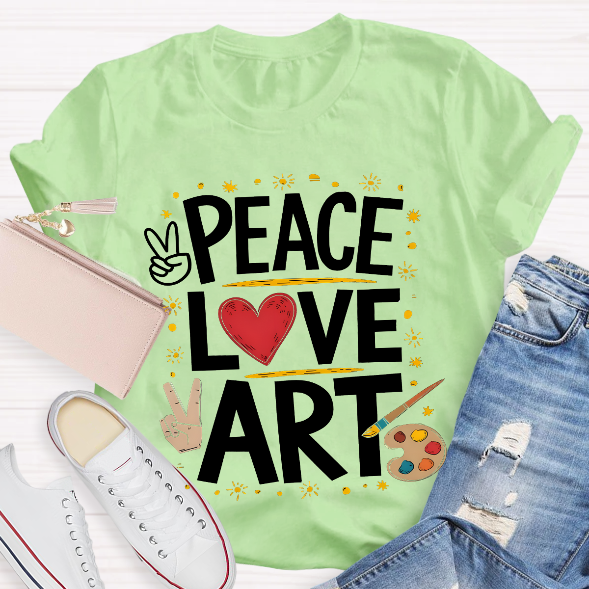 Peace Love Art Teacher T-Shirt