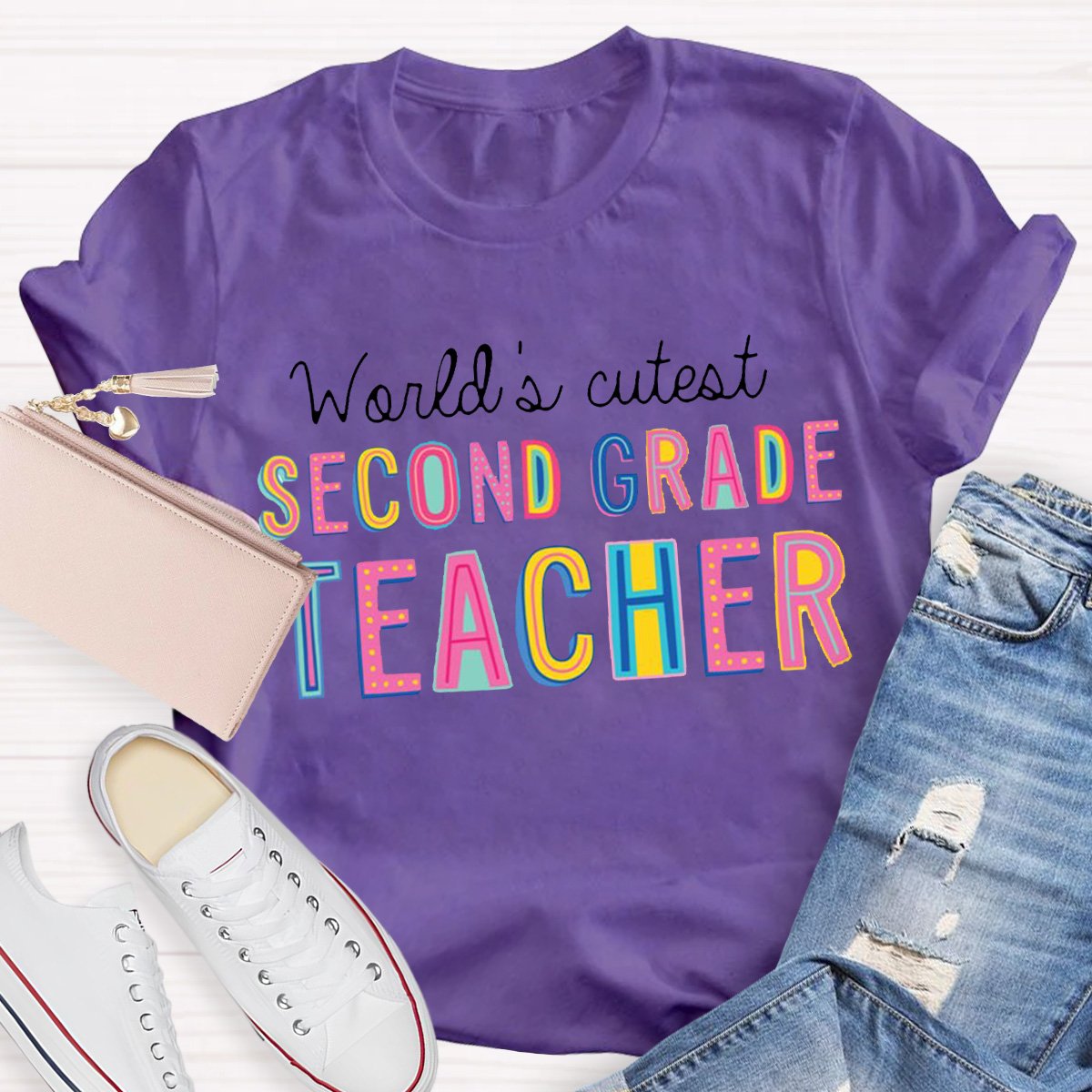 Personalized World's Cutest Second Grade Teacher Shirt