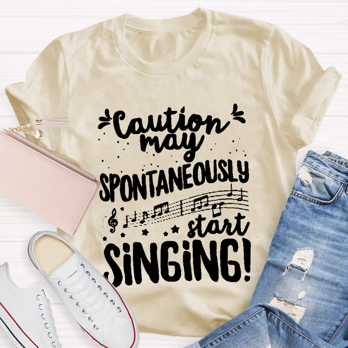 Caution May Spontaneously Start Singing Teacher T-Shirt