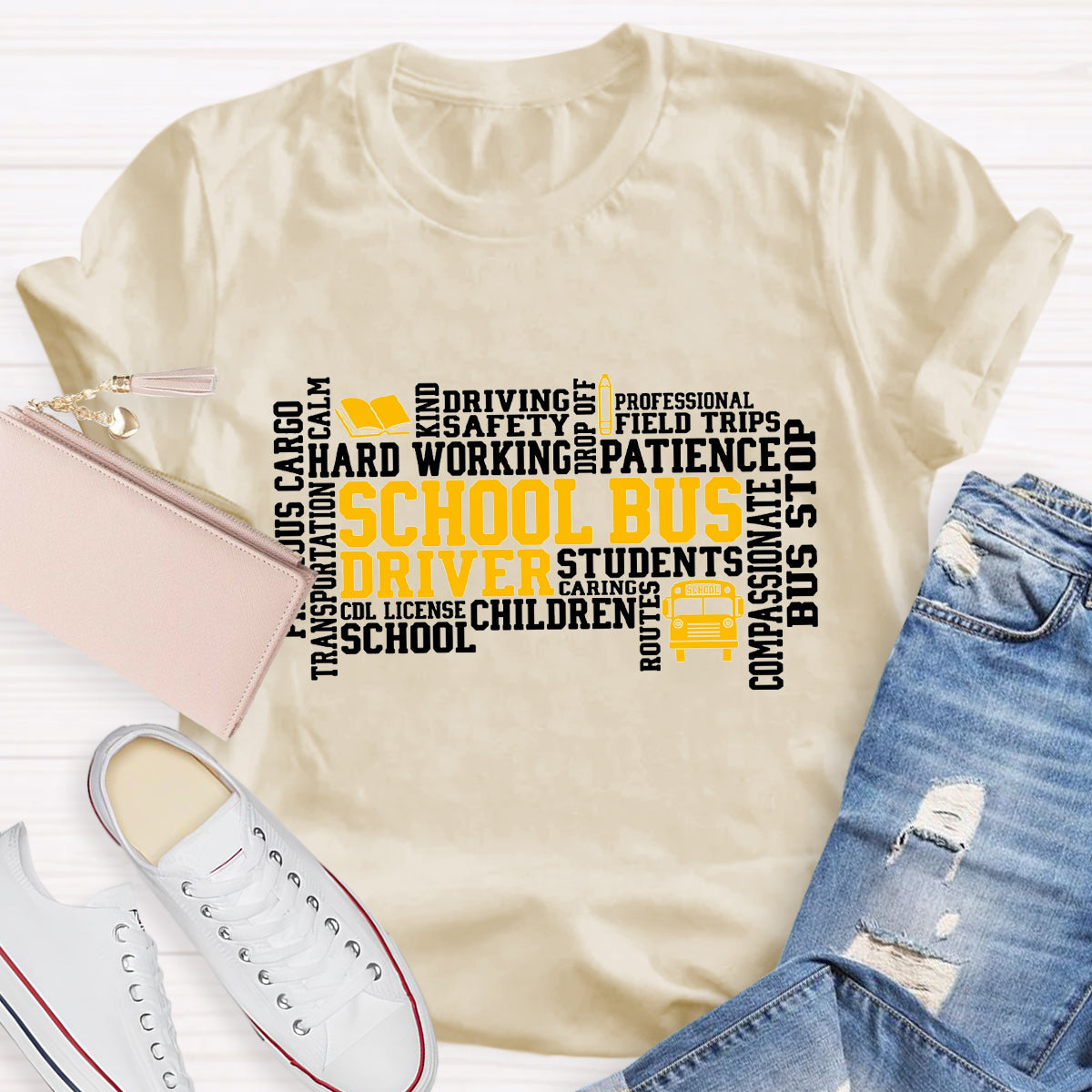 School Bus Driver Caring Students T-Shirt