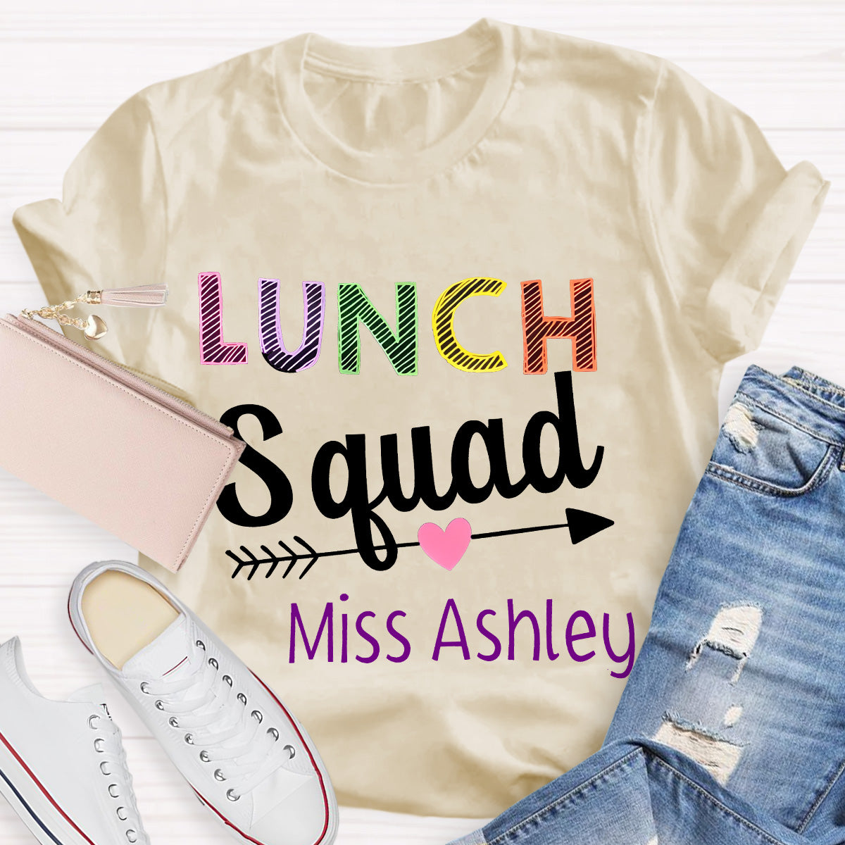 Personalized Name Lunch Squad Teacher T-Shirt