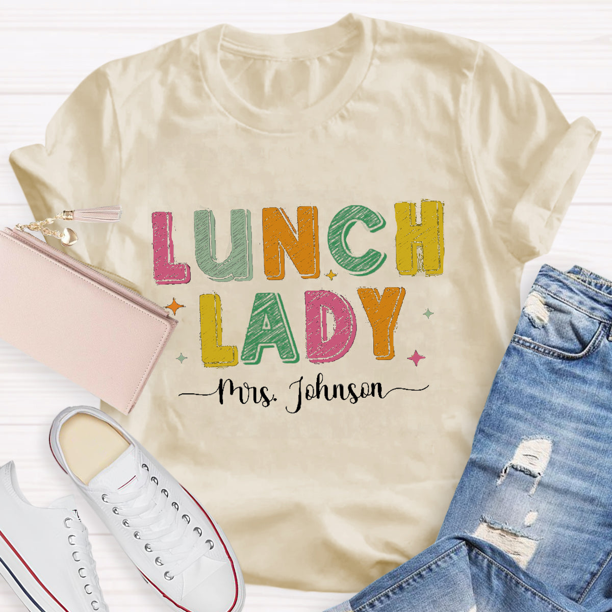 Personalized Lunch Lady Name Teacher T-Shirt