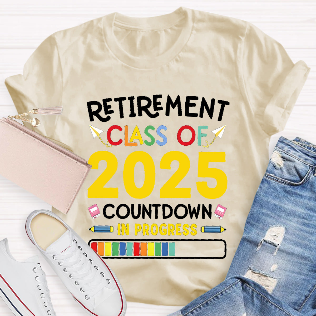 Personalized Retirement Year Class Countdown In Progress Teacher T-Shirt