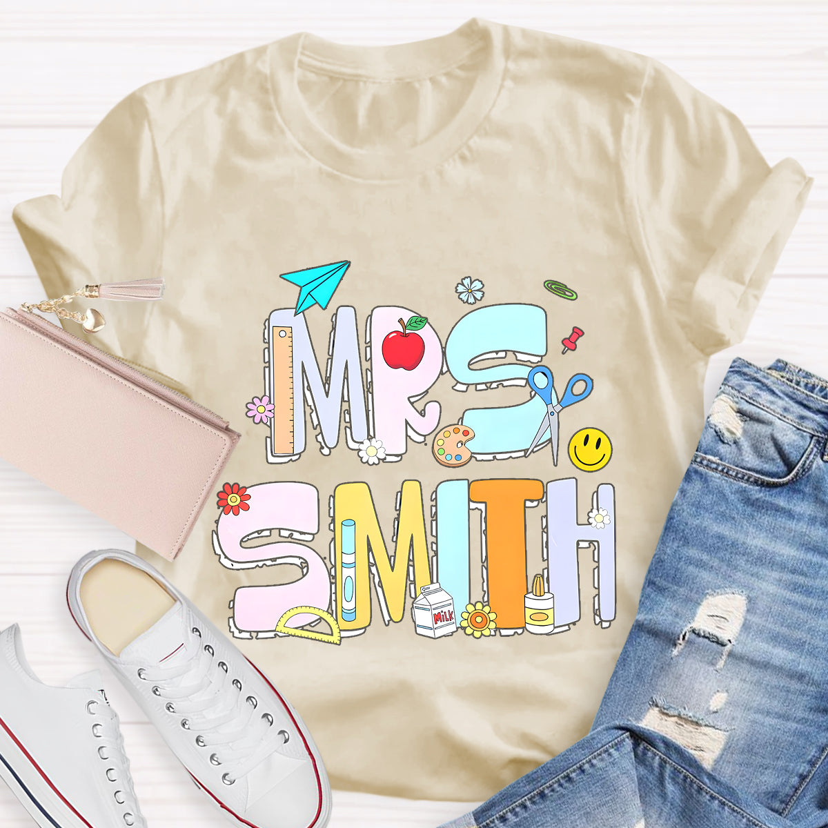 Personalized Name Beautiful Teacher Tools T-Shirt