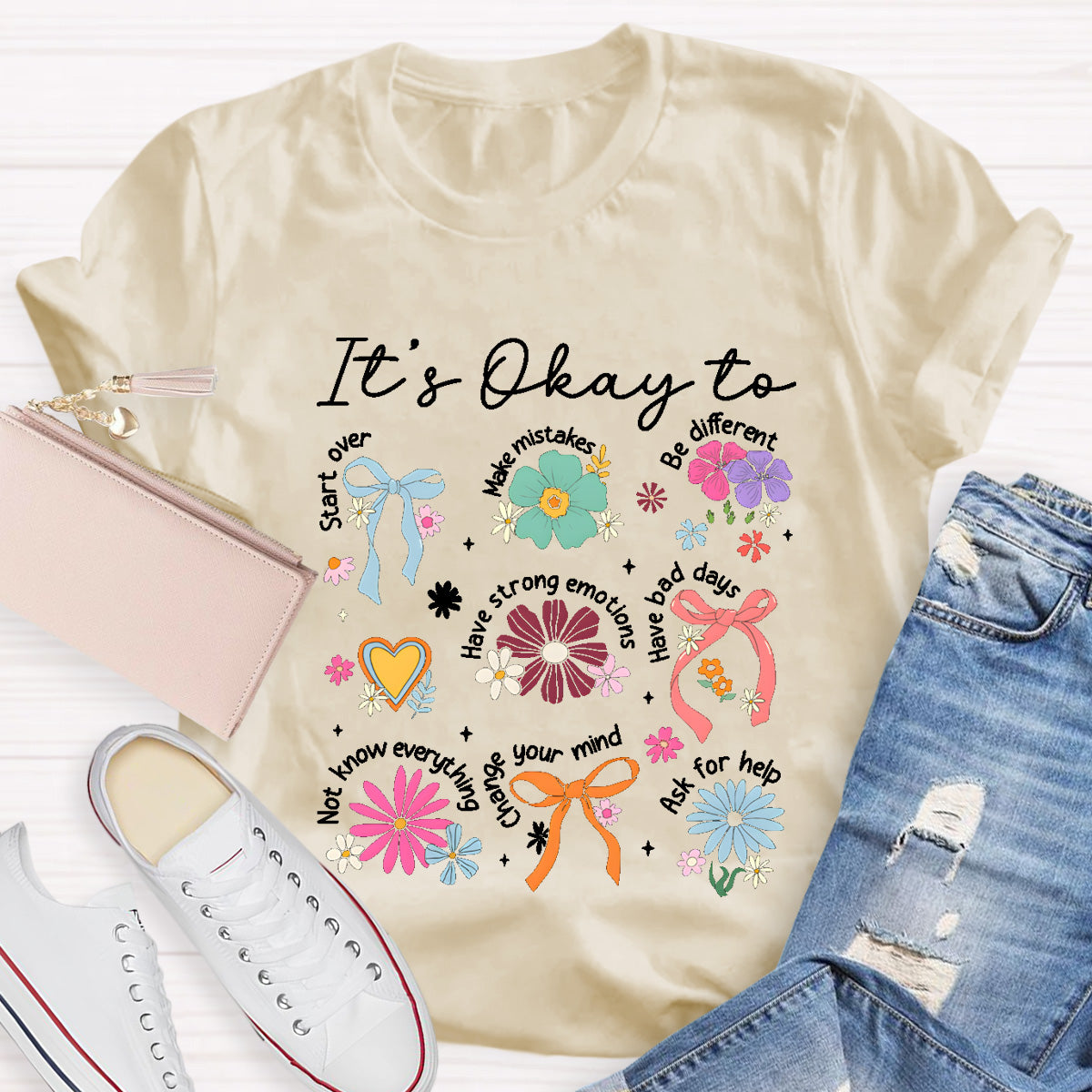 It's Okay To Be Different Vintage Flower Teacher T-Shirt